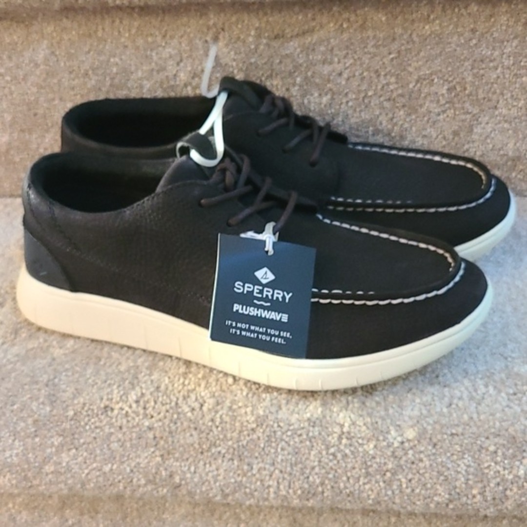 Sperry Men's Top-Sider Coastal Plushwave Black Nubuck Leather Shoes Size 10 NEW!