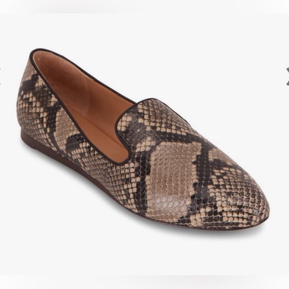 VERONICA BEARD WITH BOX & DUST BAG NWT Griffin Taupe Snakeskin Embossed Flat