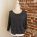 Free People Black Marled Knit 3/4 Wide Sleeve Drop Shoulder Sweater XS