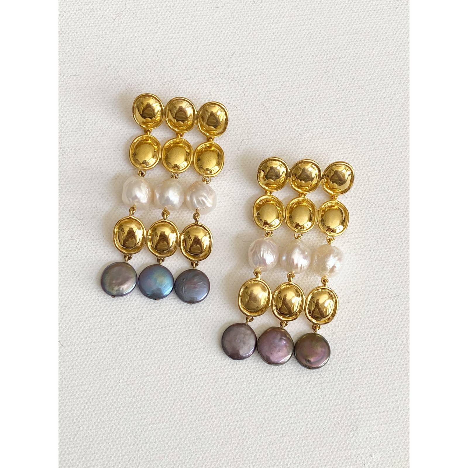 Lizzie Fortunato Empress Earrings 18K Gold Plated Freshwater Cultured Pearl 345