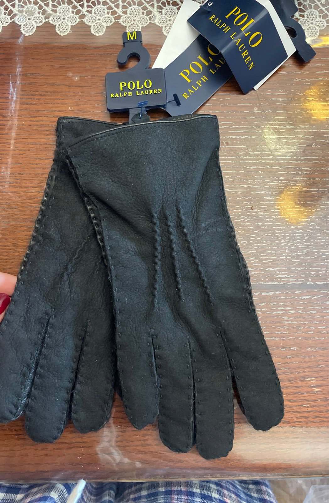 Leather suede gloves polo ralph lauren