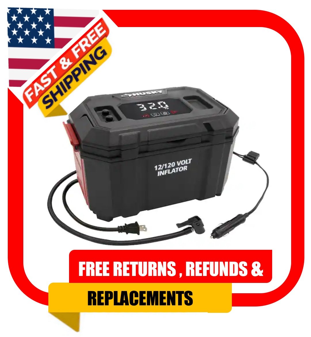 Husky 12-Volt/120-Volt Home & Auto Tire Inflator