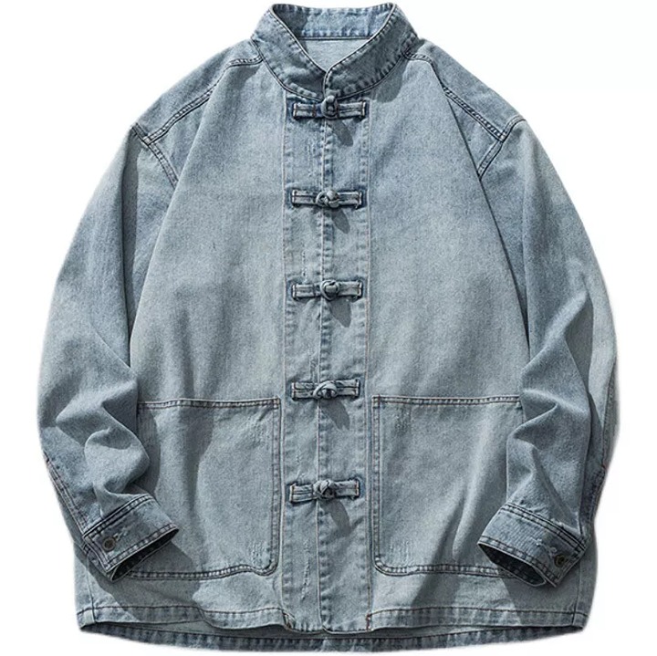 Chinese Vintage Denim Shirt Men