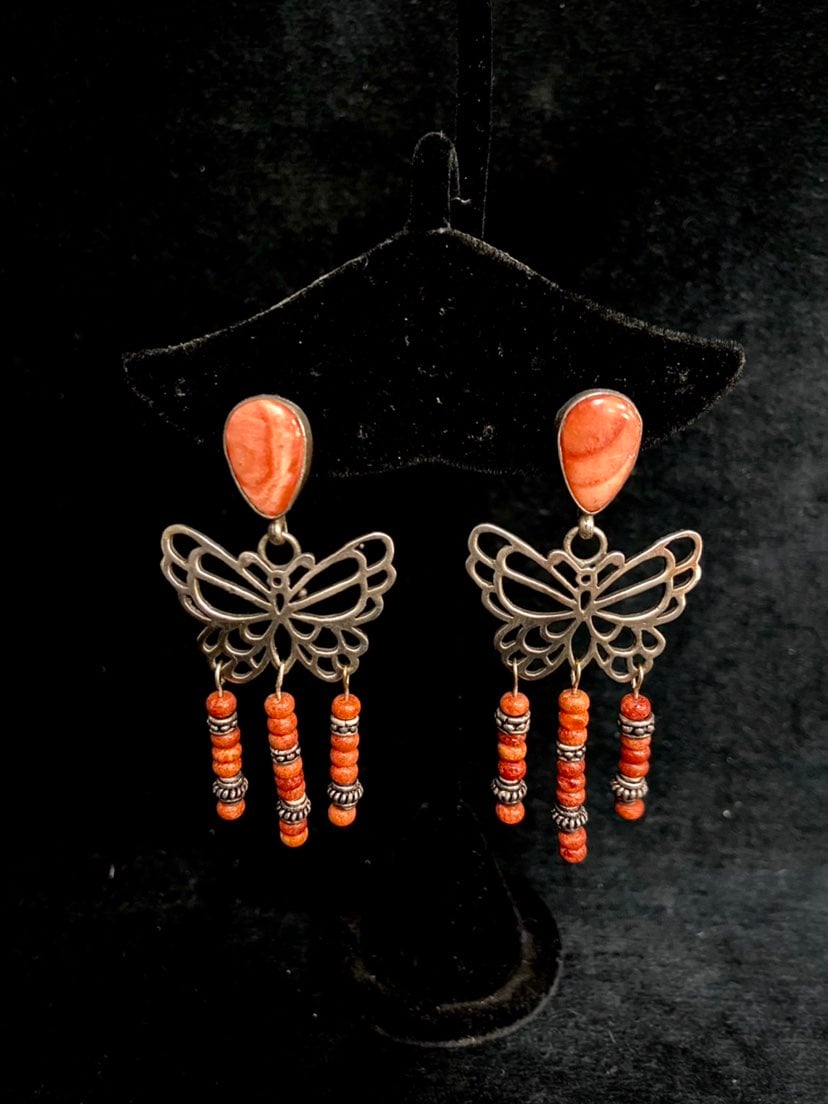 Spiny oyster and sterling silver butterf