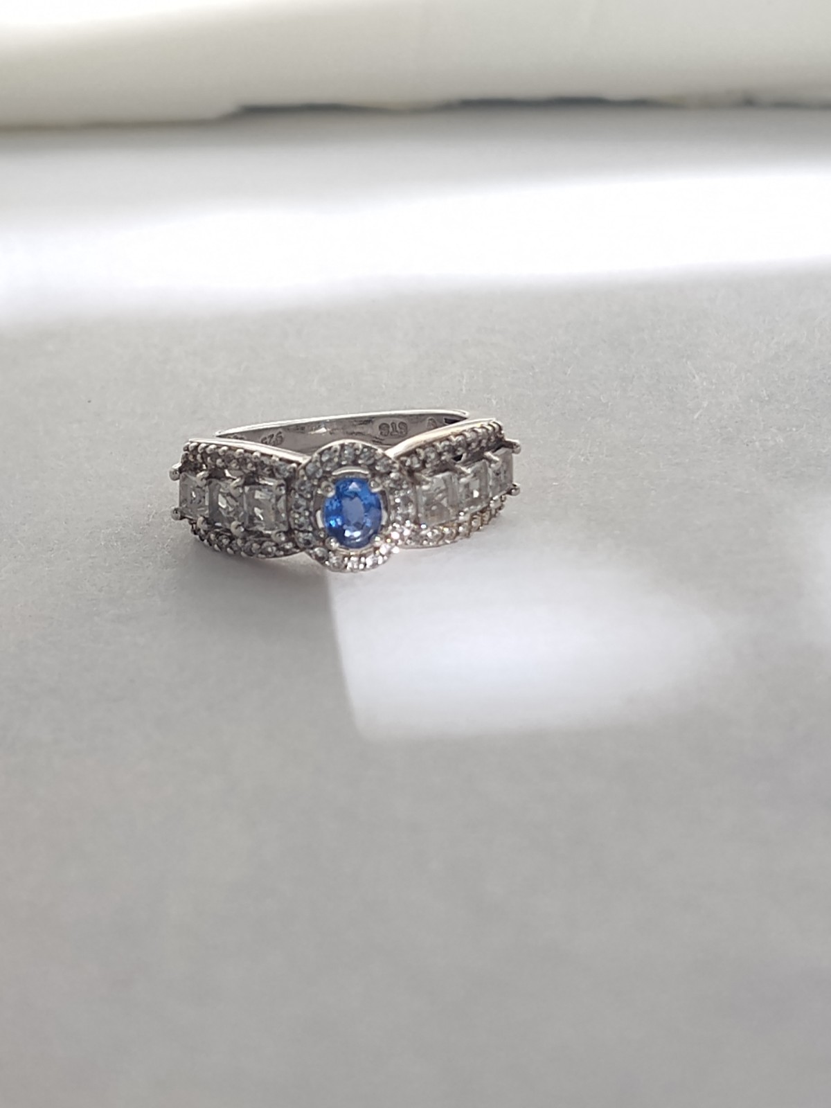 925 Sterling silver CZ & blue tanzanite gem woman's ring by STS