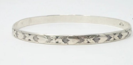 Silver Heart Bangle Bracelet