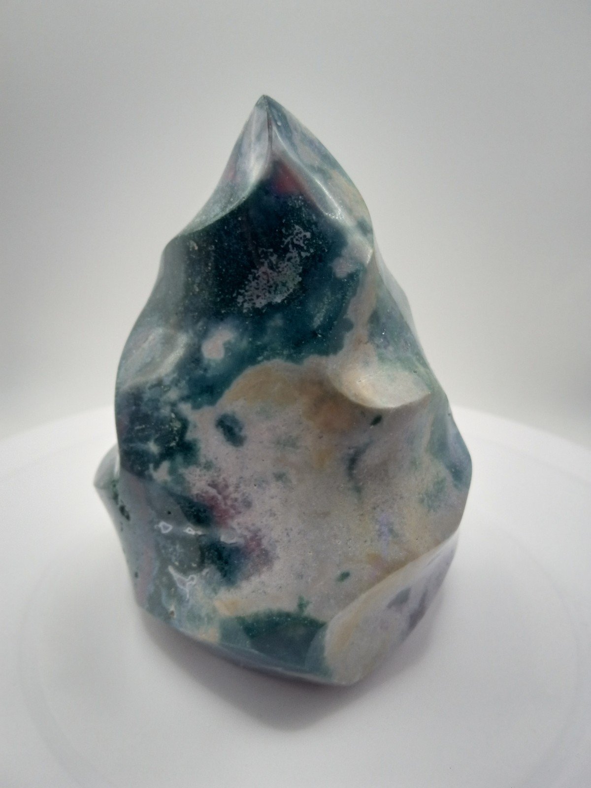 Beautiful Blue Ocean Jasper Flame 6 Inch Tall