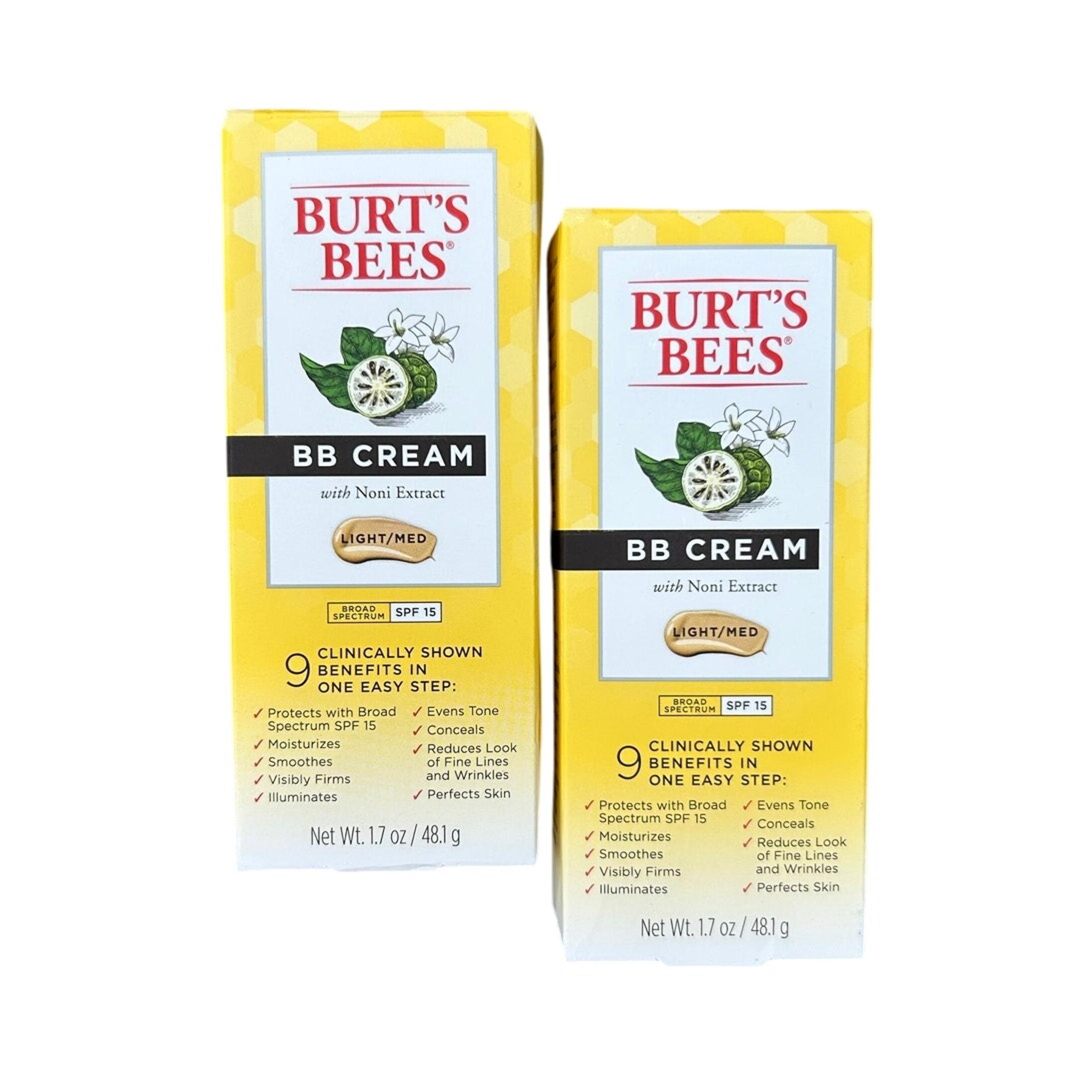 Burt's Bees BB Cream Light Medium Tinted Moisturizer SPF 15 Exp 3/25 LOT of 2
