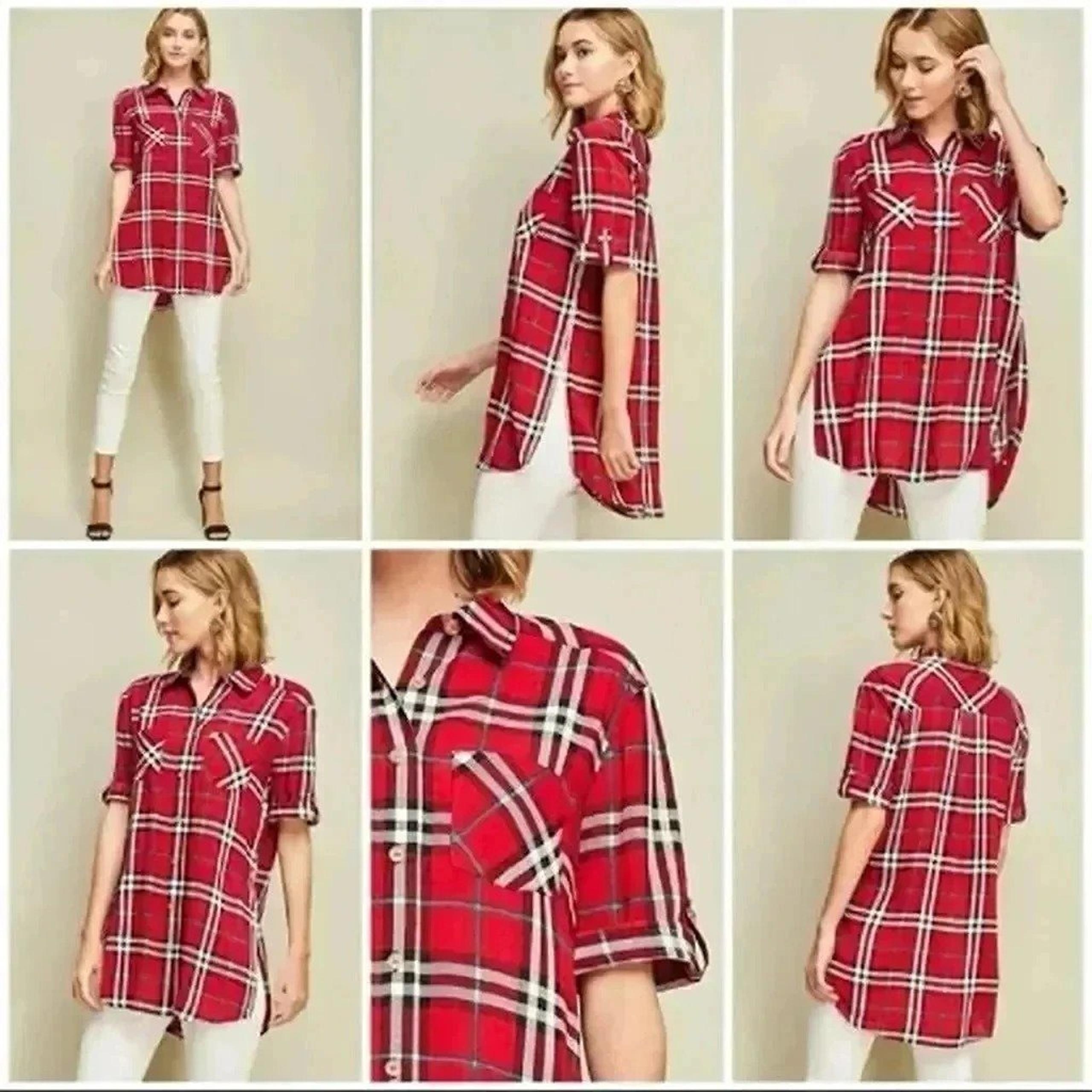 boutique woman's large Plaid tunic top