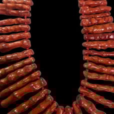 Vintage red/orange hand knotted graduated coral necklace with sterling silver