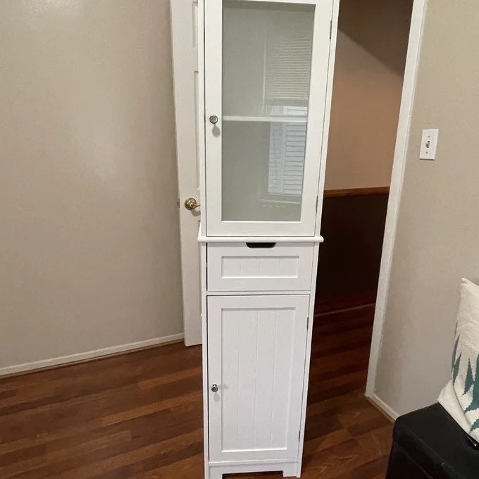 Large Bathroom Storage Tower Cabinet Dresser Wood