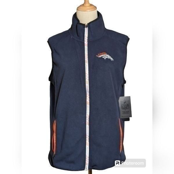 NFL Denver Broncos Blue Fleece Zip Vest NWT