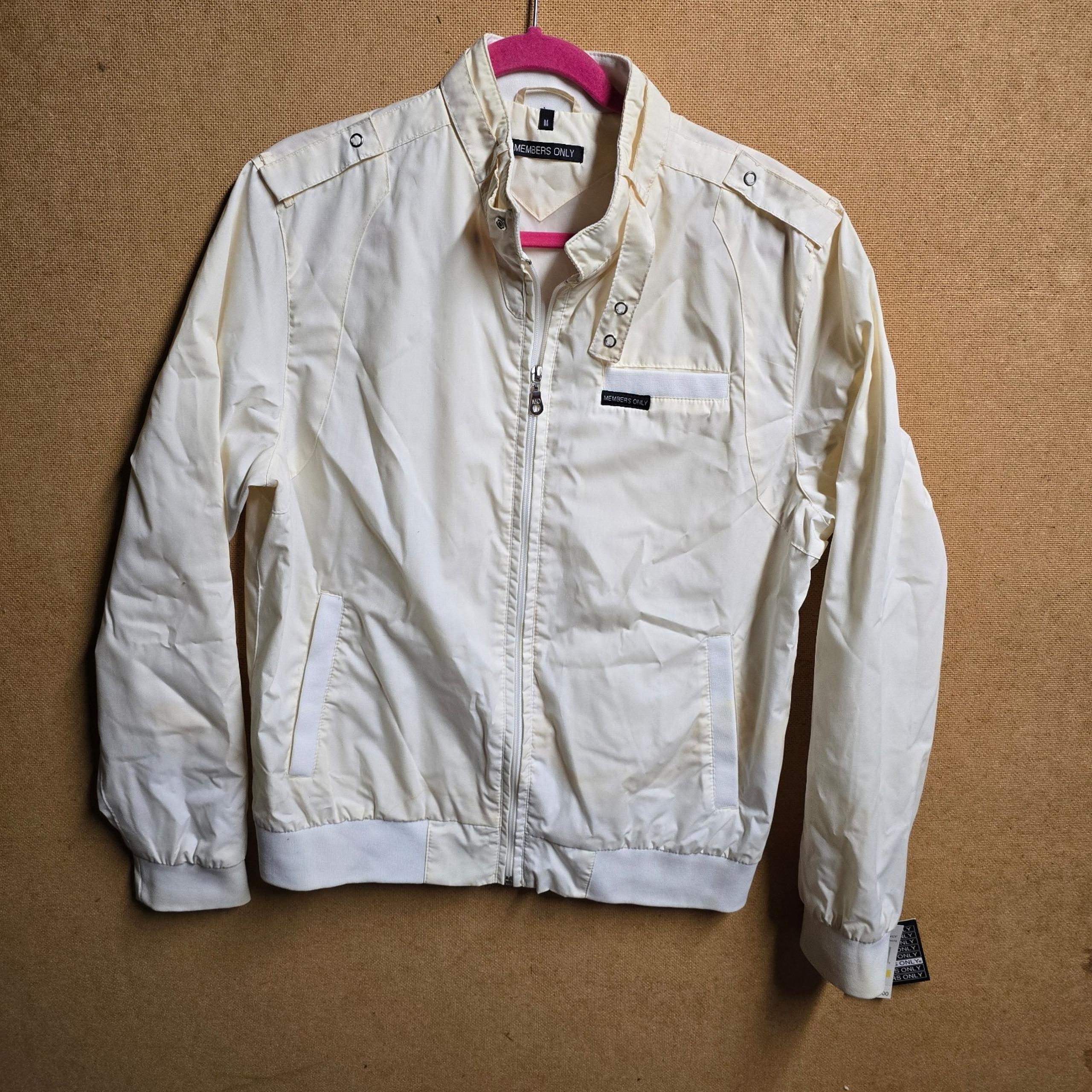 Vintage Members Only 80s White Racing Jacket Zip Men’s Size M Deadstock