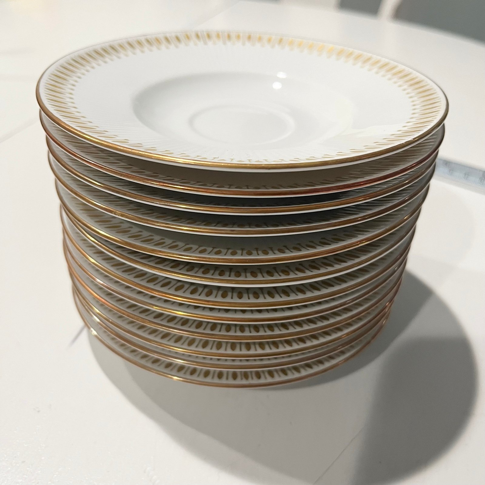 rörstrand sweden palazzo assiett vintage MCM gold trim design plates 5.5” white
