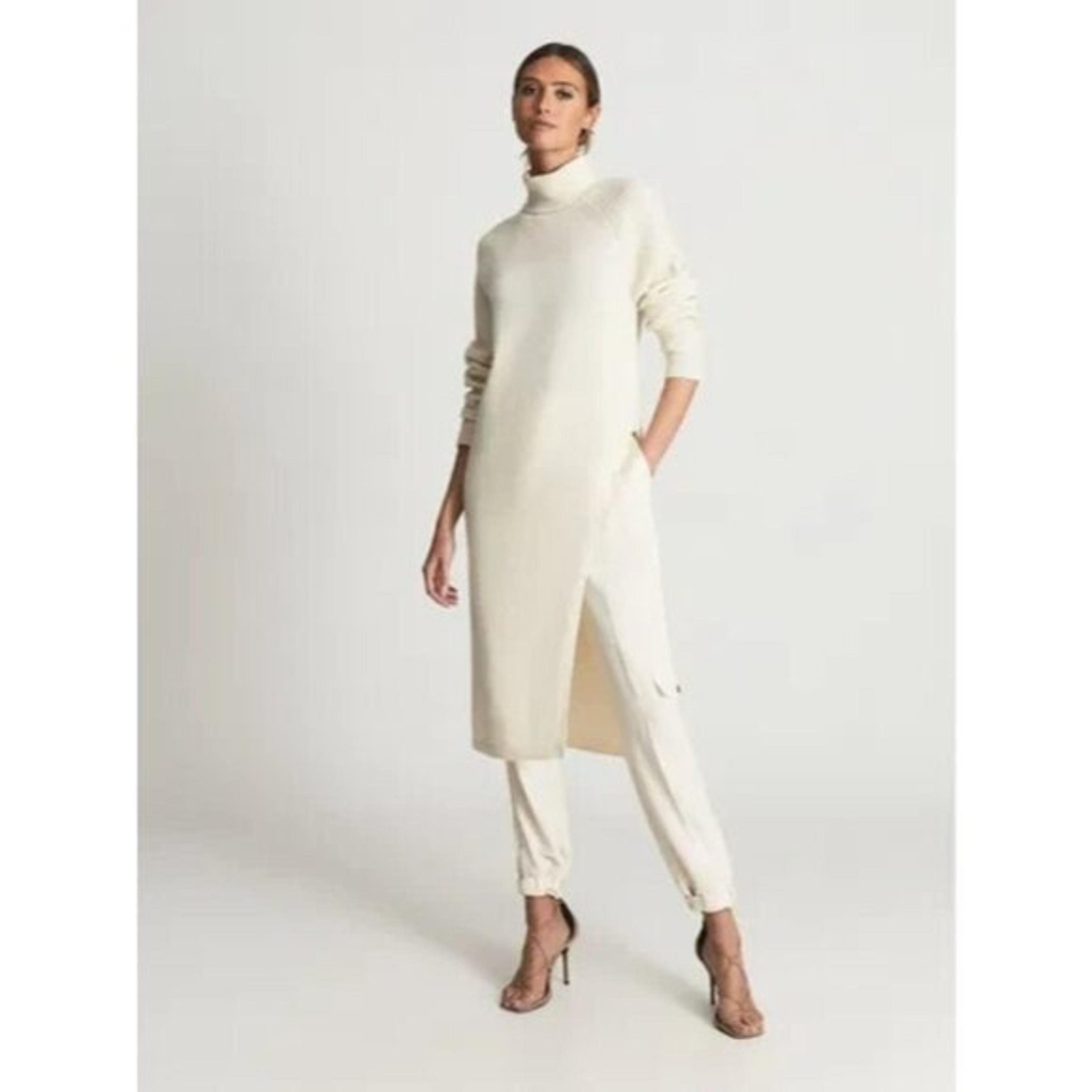NWT REISS Elle in Cream Roll Neck Turtleneck Wool Cashmere Slash Tunic Sweater S