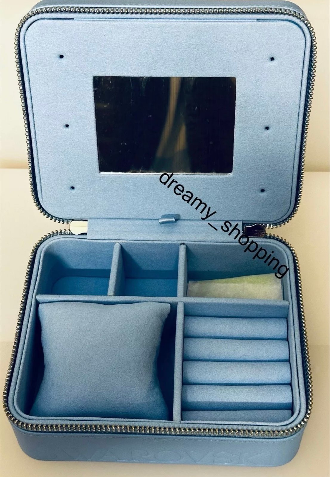 NIB Swarovski 2023 Travel Large Jewelry Box Blue Sz 6”x 5”x 3” W Pouch #5672810