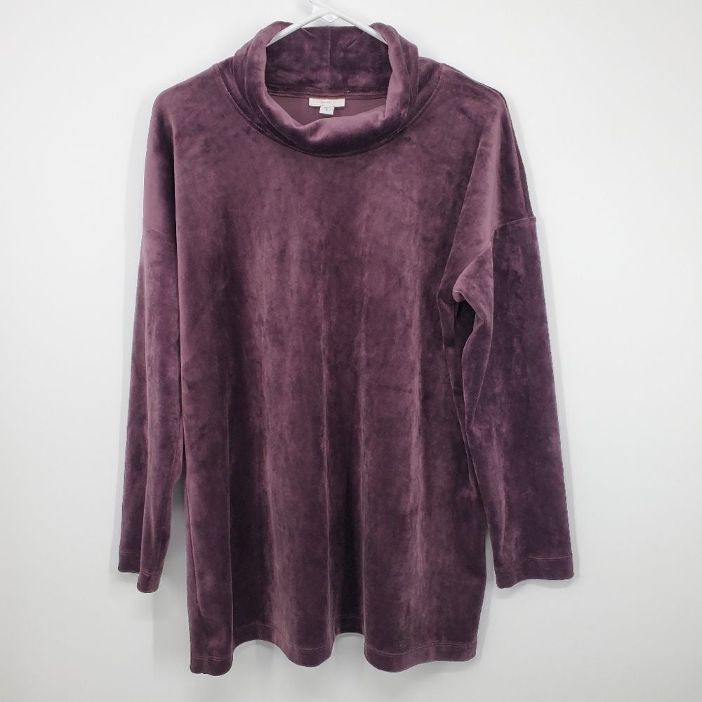 Women's J. Jill Purejill Purple Velvet Cowl Neck Sweater Size Medium Petite