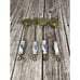 VTG Brass 4 Kitchen Utensils 12” W/ Delft Handles French Country Farmhouse Decor