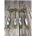 VTG Brass 4 Kitchen Utensils 12” W/ Delft Handles French Country Farmhouse Decor