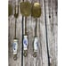 VTG Brass 4 Kitchen Utensils 12” W/ Delft Handles French Country Farmhouse Decor