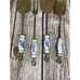 VTG Brass 4 Kitchen Utensils 12” W/ Delft Handles French Country Farmhouse Decor