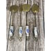 VTG Brass 4 Kitchen Utensils 12” W/ Delft Handles French Country Farmhouse Decor