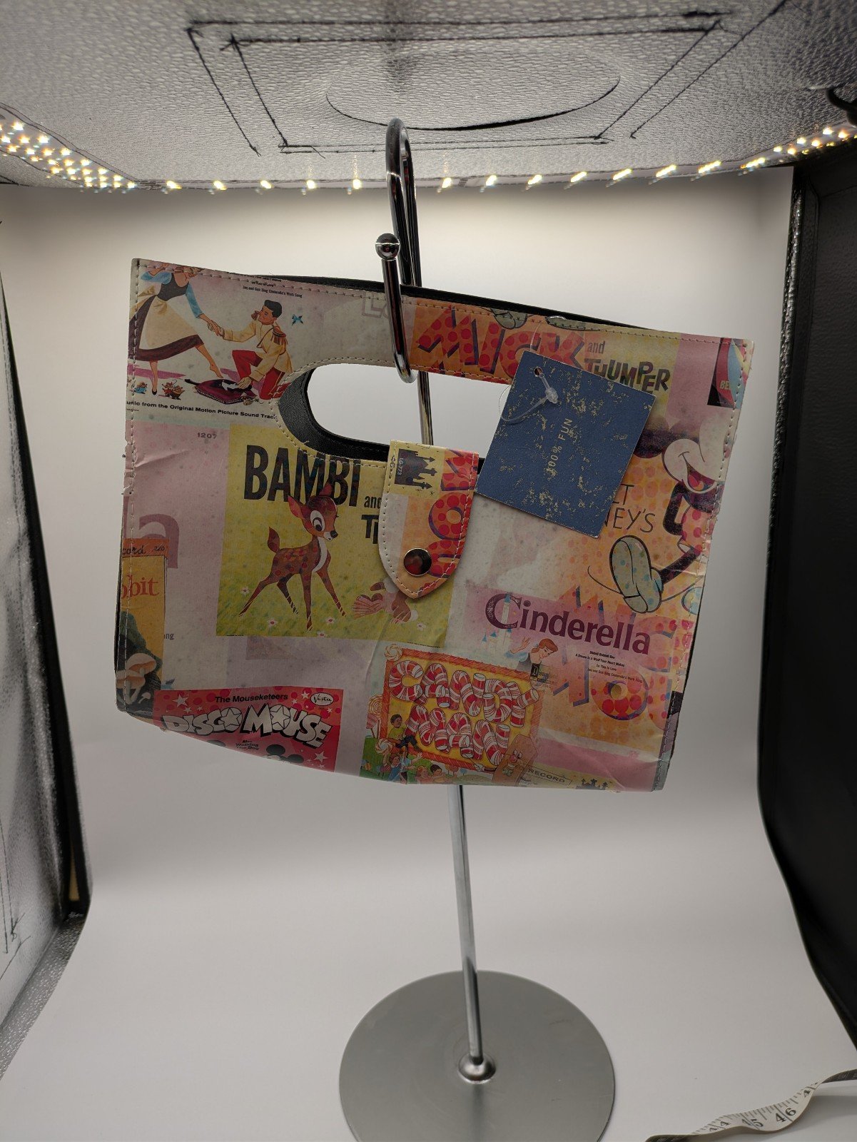 Vintage Disney Retro movie poster & newspaper print decoupage purse NWT