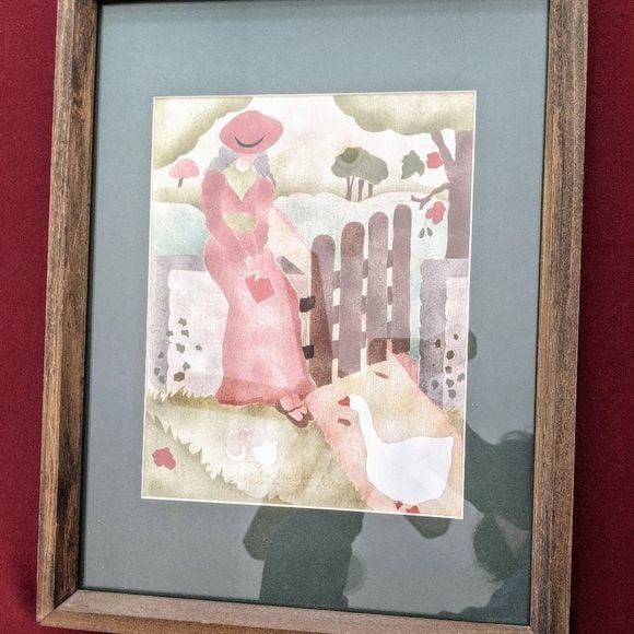 VTG Original HAND STENCILED Fabric Picture Wall Hanging Art MADONNA FERGUSON