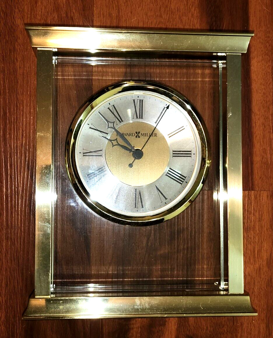Howard Miller Monticello Table Clock 645-754 Brass Finished Home Decor, Glass