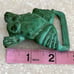 Vintage brass frog toad belt buckle green patina rare