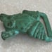 Vintage brass frog toad belt buckle green patina rare