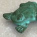 Vintage brass frog toad belt buckle green patina rare