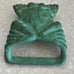 Vintage brass frog toad belt buckle green patina rare