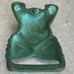Vintage brass frog toad belt buckle green patina rare