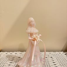 VTG Fenton Art Glass Pink Iridescent Girl w/ Bouquet Bridesmaid Figurine 7