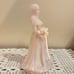 VTG Fenton Art Glass Pink Iridescent Girl w/ Bouquet Bridesmaid Figurine 7