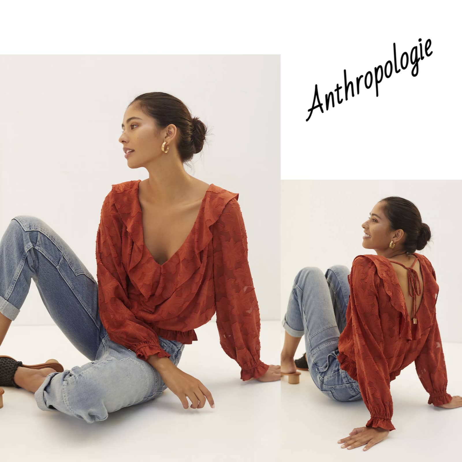 NEW Anthropologie Textured Floral Blouse - Size: Small