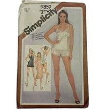 Vintage 80s Simplicity 9859 Pattern Misses 6-14 Slip Teddy Camisole Pants Uncut