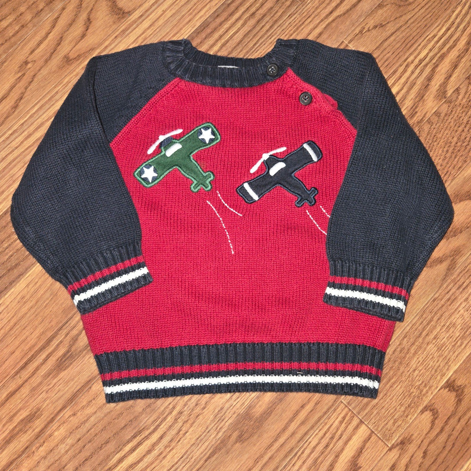 Gymboree Ace Pilot Holiday Red Airplane Sweater Baby Boys 18-24 months 2012