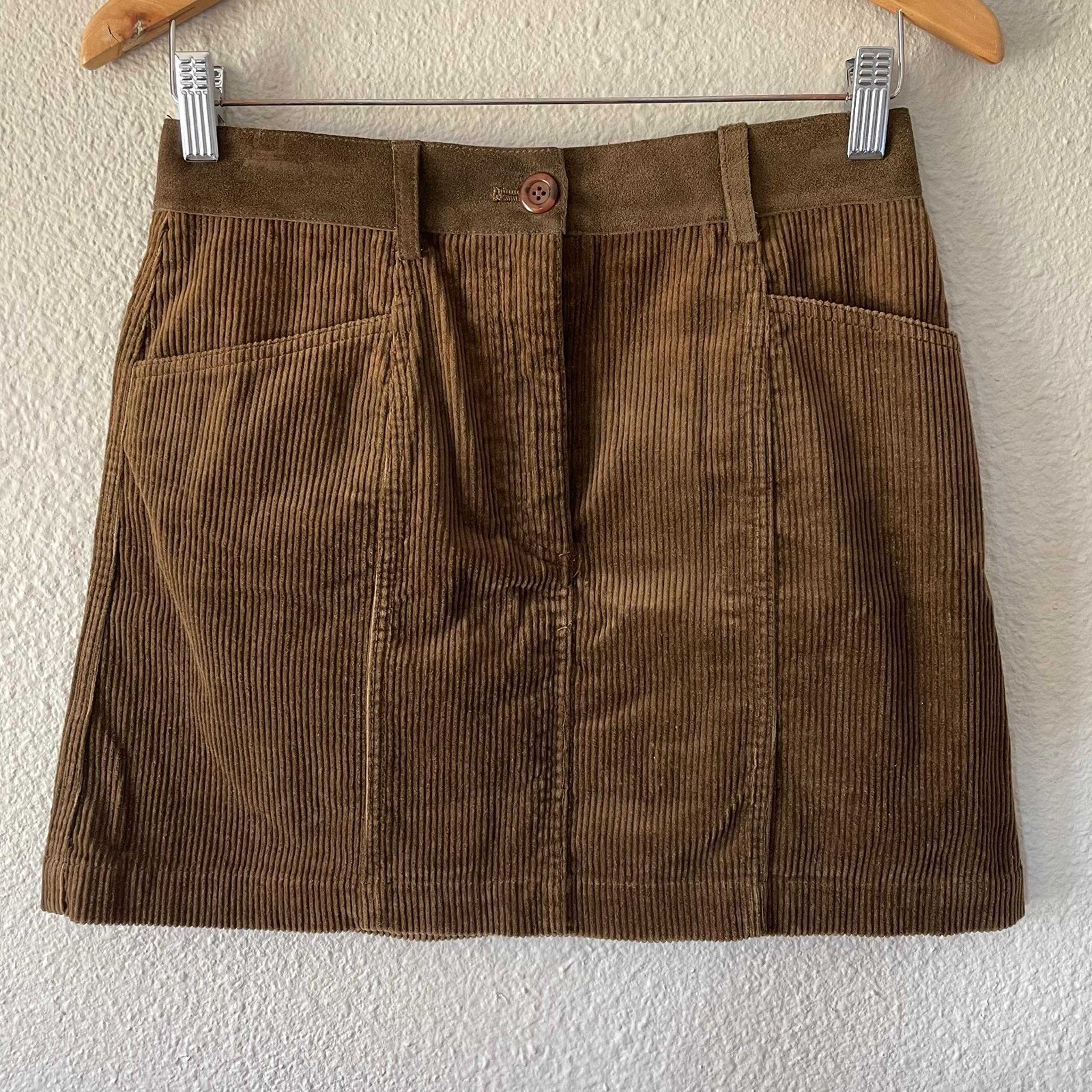 Vintage DKNY Classic Corduroy Mini Skirt Women’s Size 4 Brown Cotton Suede