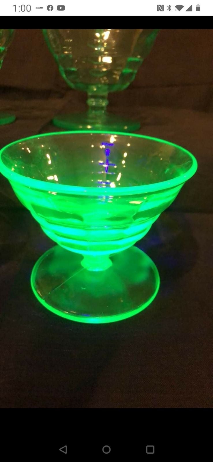 Set of Four Antique Uranium Glass Goblet