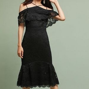 Nicole Miller NY Anthropologie Lucca Black Lace Trumpet Dress