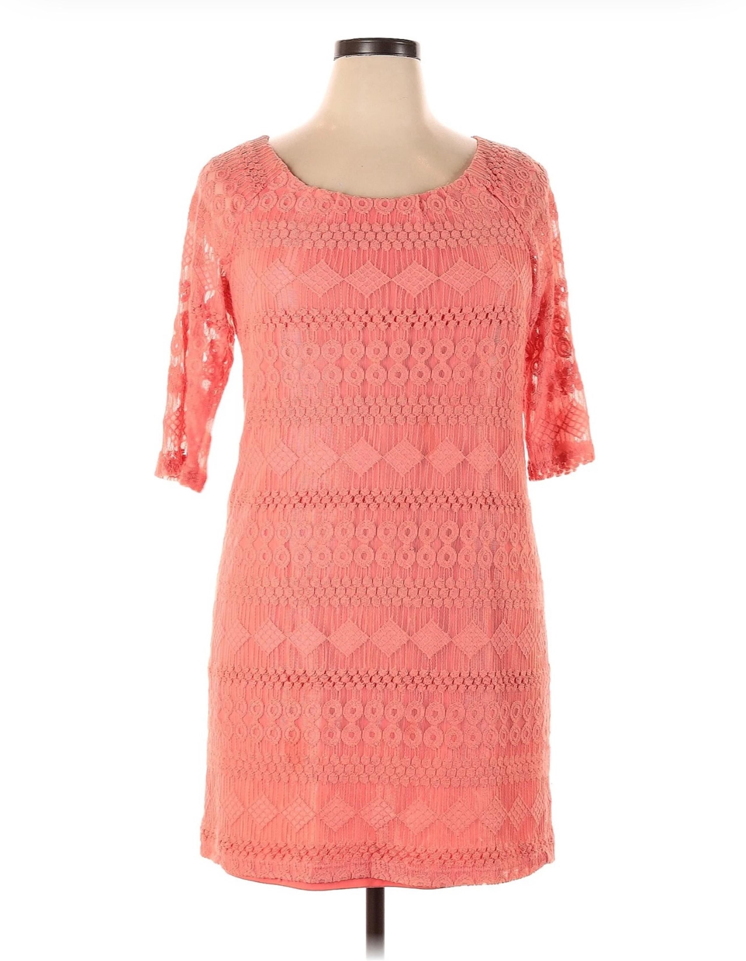 Rabbit Rabbit Rabbit Peach Geometric Lace Dress – Pre-Owned, Like New Condition