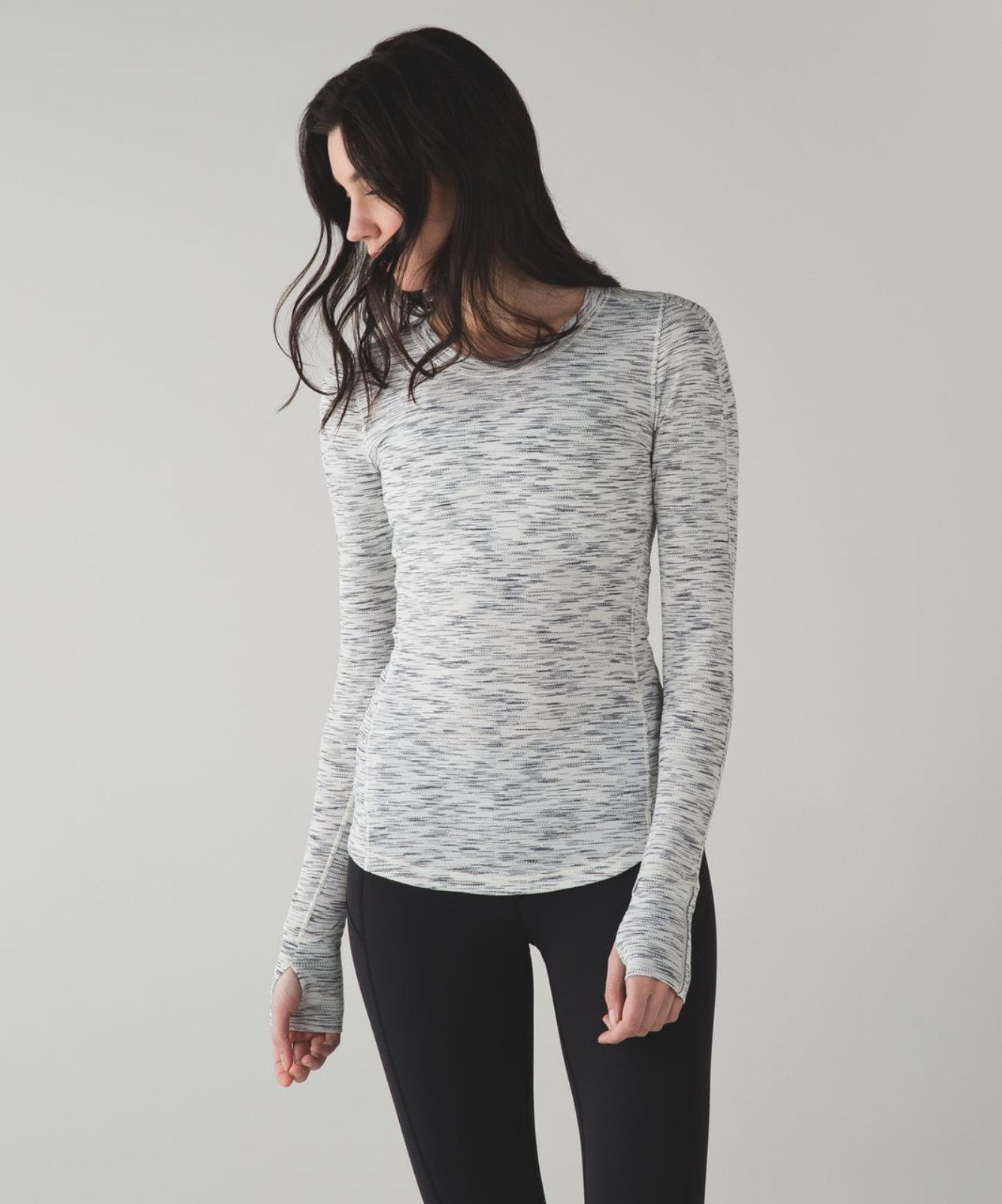 Lululemon 5 Mile Long Sleeve Tiger Space Dye Black White Sz 10