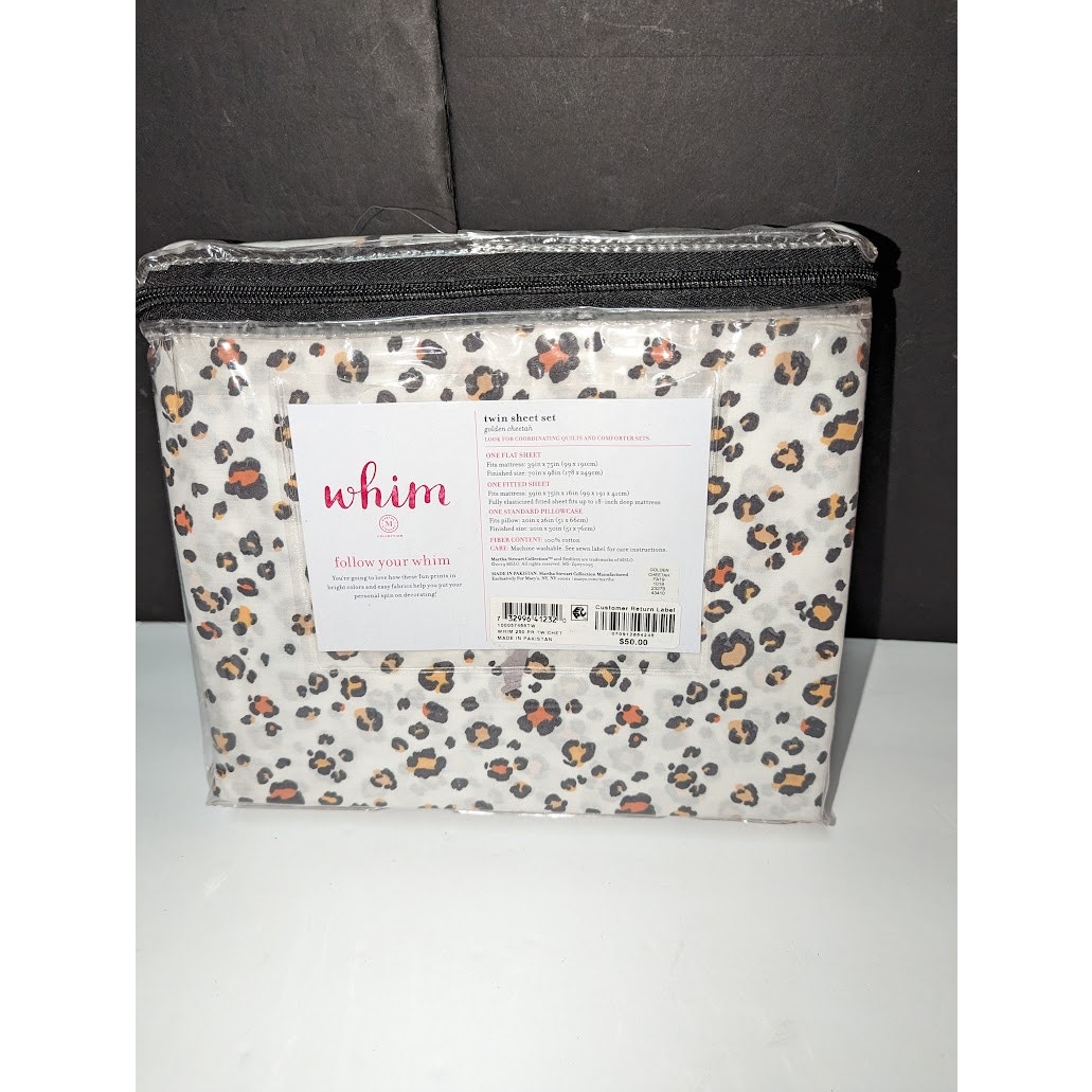 Martha Stewart Collection Whim by Martha Stewart Sheet Set Cheetah Twin NEW
