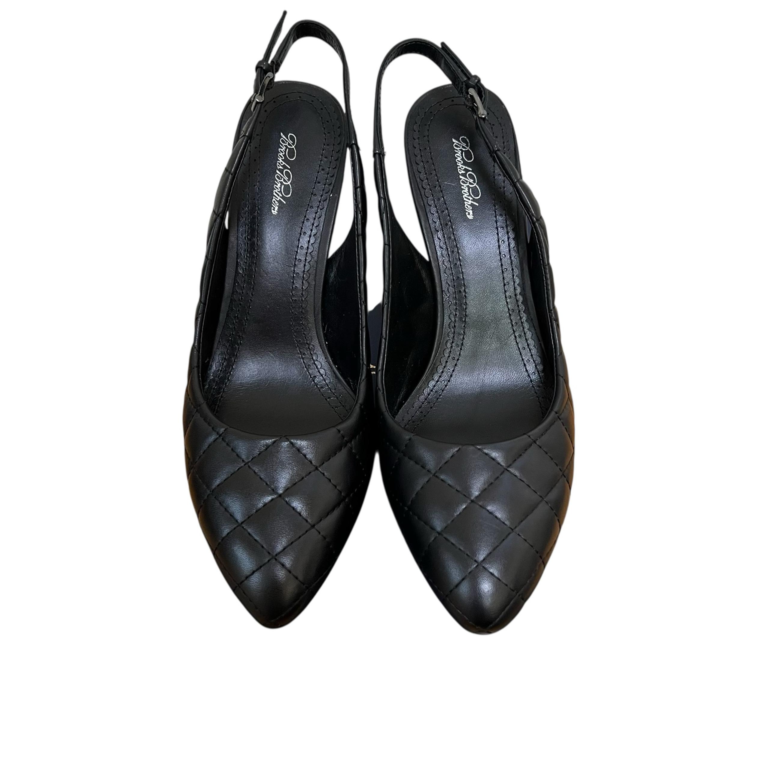 Brooks Brothers Slingback Pumps 3" Black Quilted leather Size 9