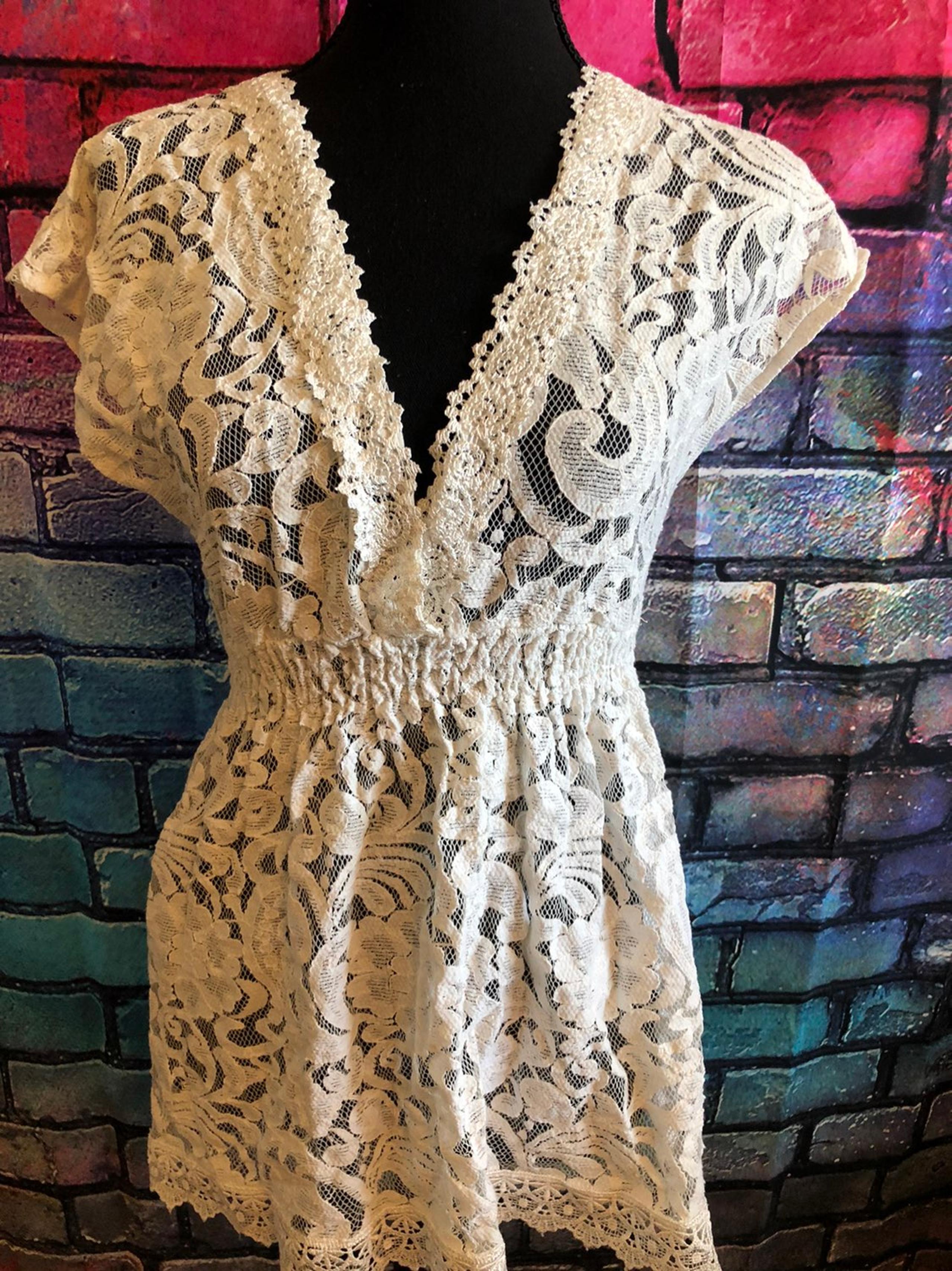 Y2k lace crochet cottagecore dainty deep v neck top babydoll