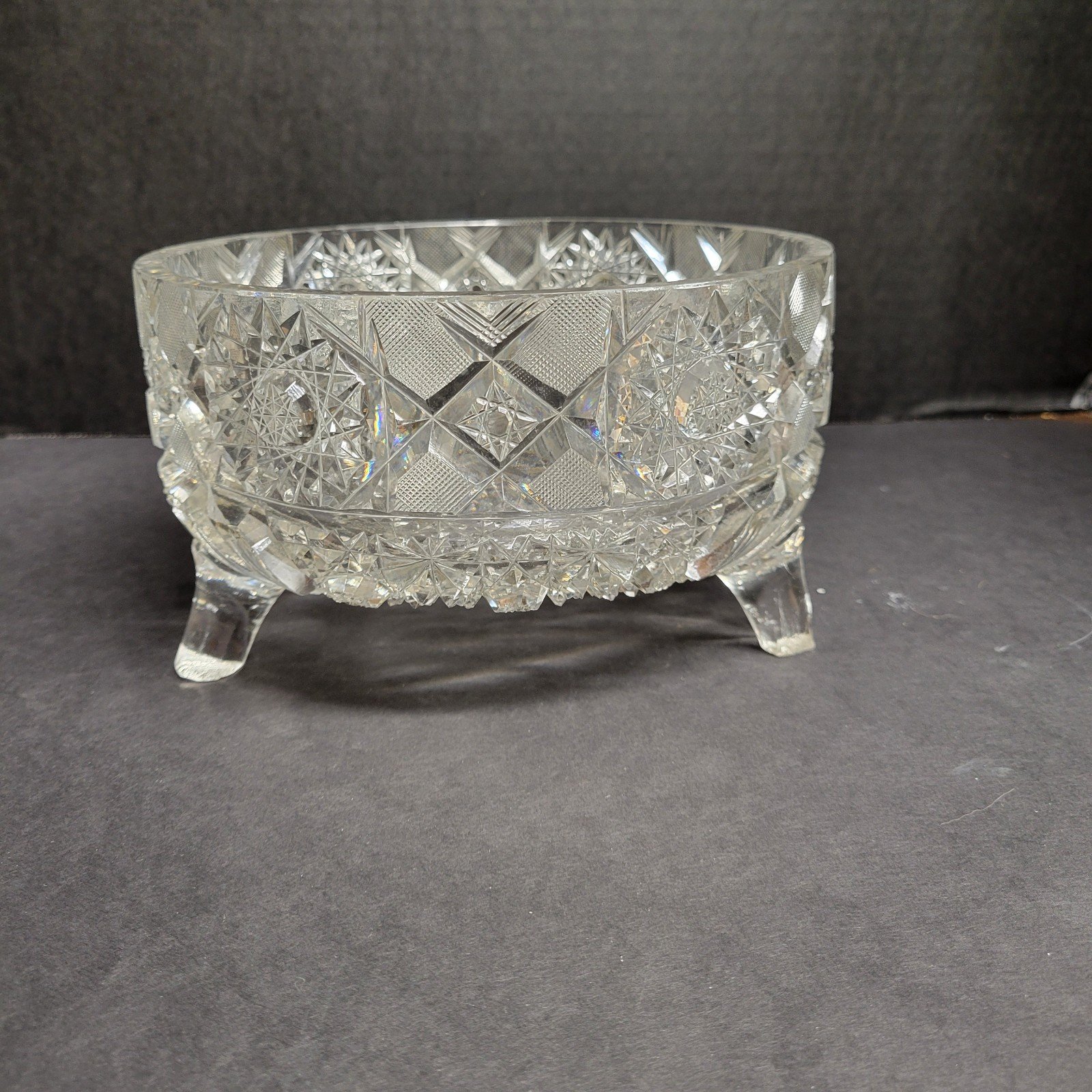 Cut Glass Three Footed Ferner Bowl