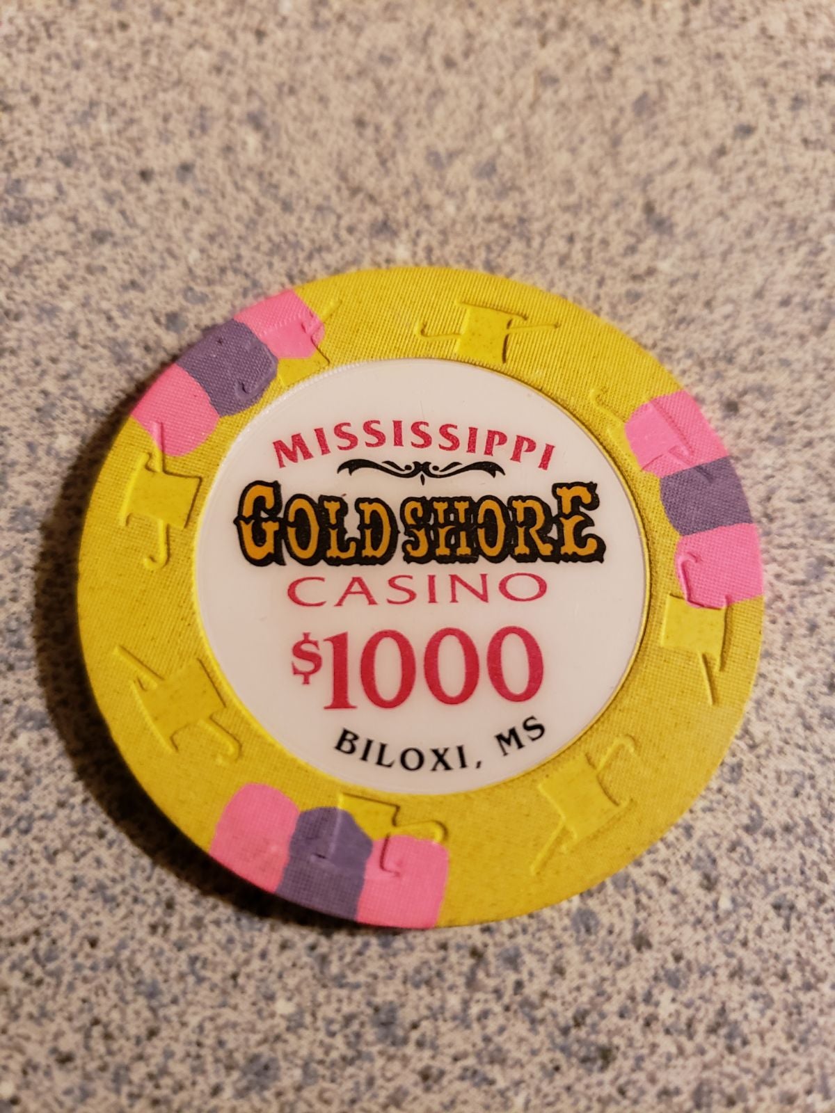 RARE GOLD SHORE CASINO CHIP 1000.00