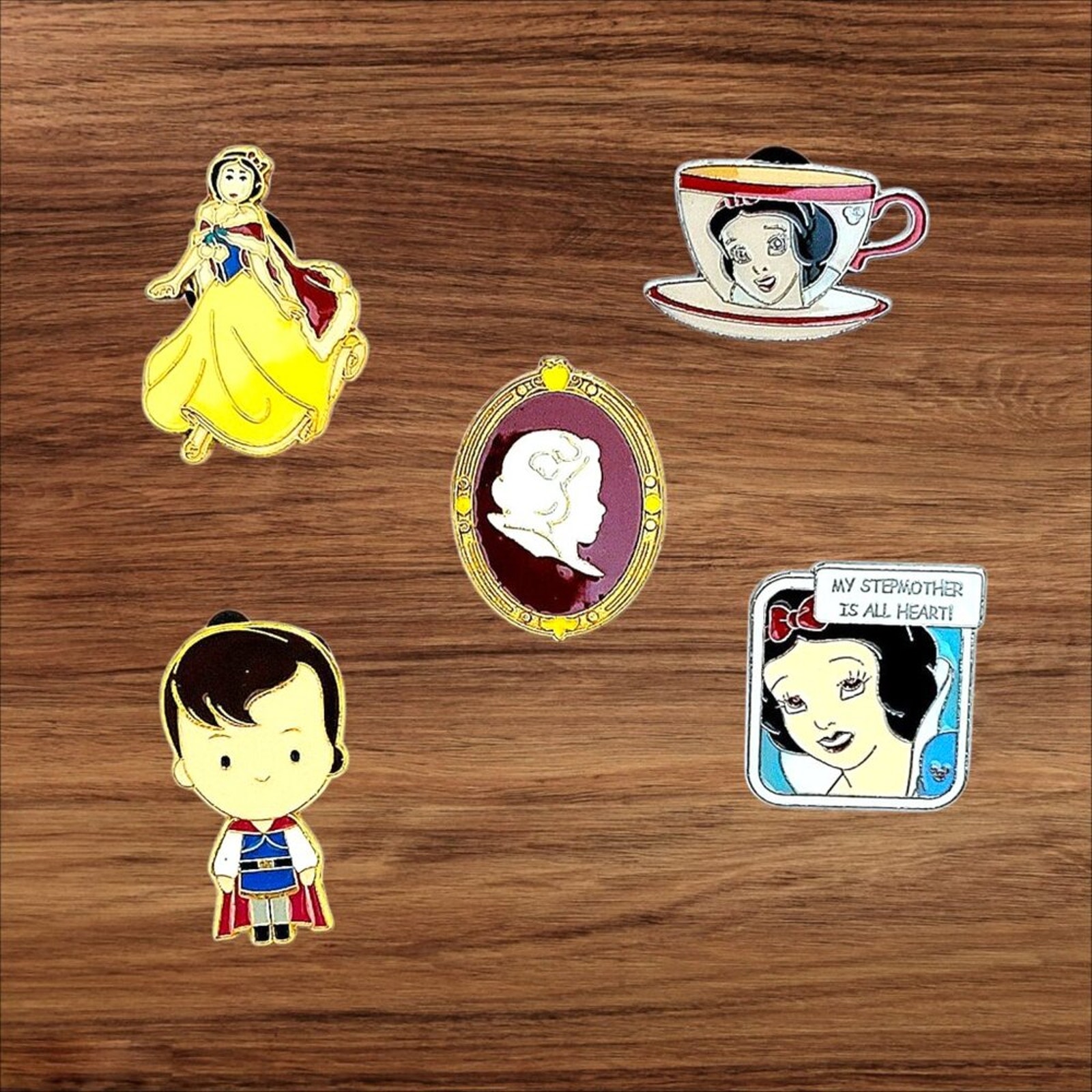 5 Snow White Disney Parks Trading Pins, Plus 2 Bonus Pins